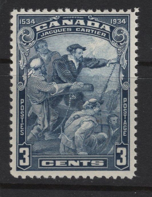 Lot 306 Canada (C)  #208 3c Blue Jacques Cartier, 1934 Jacques Cartier Issue, A VFNH Single, Paper BABN-GG, Perf 10.9x10.8