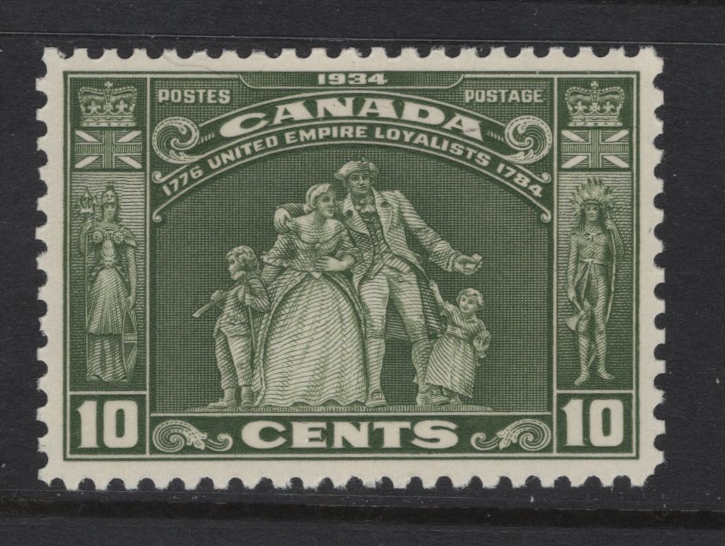 Canada (C)  #209 10c Olive Green Loyalists Statue, 1934 Loyalists Issue, A VFNH Single, Paper BABN-II, Perf 10.85x10.8