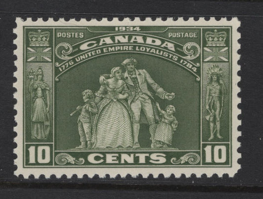 Canada (C)  #209 10c Olive Green Loyalists Statue, 1934 Loyalists Issue, A VFNH Single, Paper BABN-II, Perf 10.85x10.8