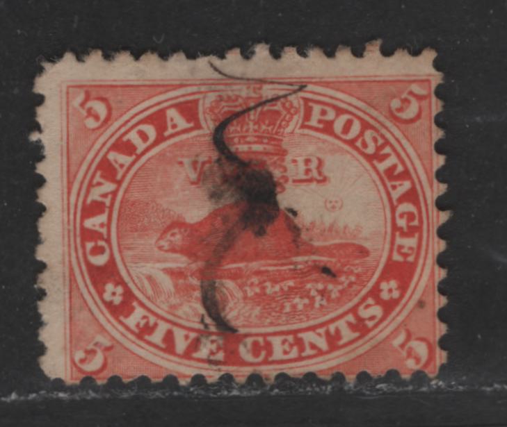 Lot 310 Canada #15iii 5c Vermilion Beaver, 1859-1867 First Cents Issue, A VG Used Single On Thick Paper, Perf. 11.75