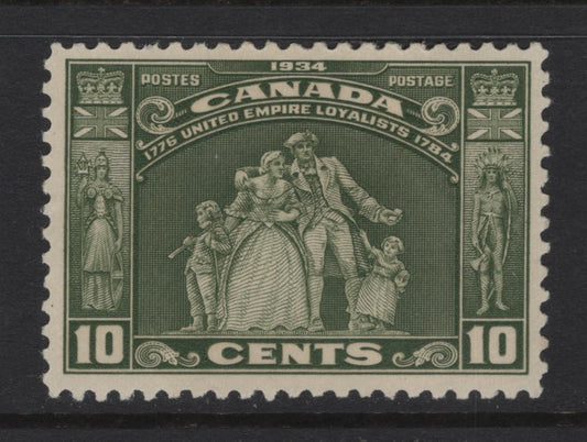 Lot 310 Canada (C)  #209 10c Olive Green Loyalists Statue, 1934 Loyalists Issue, A VFOG Single, Paper BABN-JJ, Perf 10.85x10.9