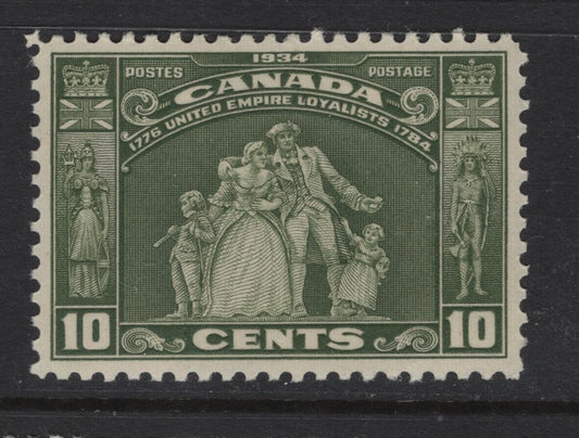 Lot 312 Canada (C)  #209 10c Light Olive Green Loyalists Statue, 1934 Loyalists Issue, A VFOG Single, Paper BABN-II, Perf 10.85x10.8