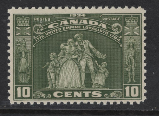 Canada (C)  #209 10c Olive Green Loyalists Statue, 1934 Loyalists Issue, A FOG Single, Paper BABN-II, Perf 10.8