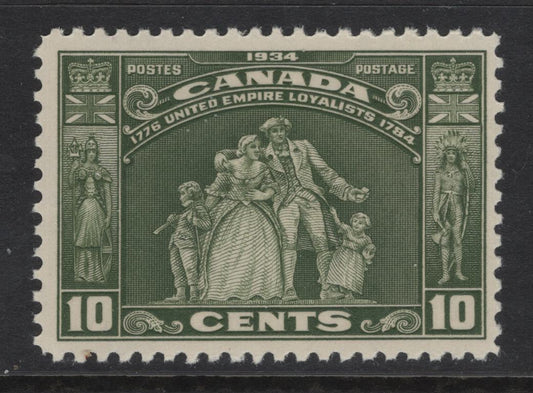 Canada (C)  #209 10c Olive Green Loyalists Statue, 1934 Loyalists Issue, A FOG Single, Paper BABN-II, Perf 10.9x10.85