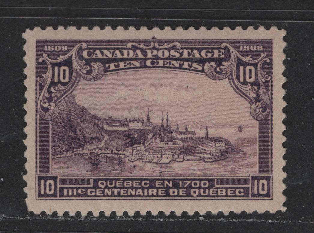 Lot 318 Canada #101 10c Dark Purple Quebec In 1700, 1908 Quebec Tercentenary Issue, A VFOG Single With Jumbo Margins