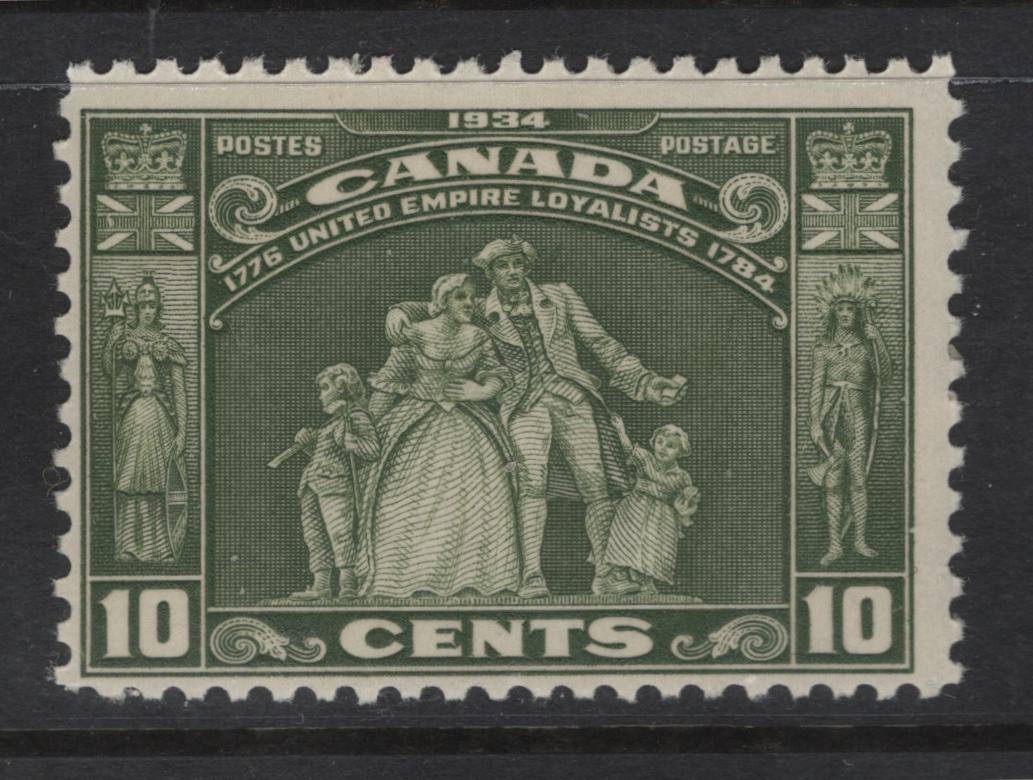 Lot 319 Canada #209 10c Lighter Olive Green Loyalists Statue, 1934 Loyalists Issue, A FOG Single, Paper BABN-F, Perf 10.85x10.8