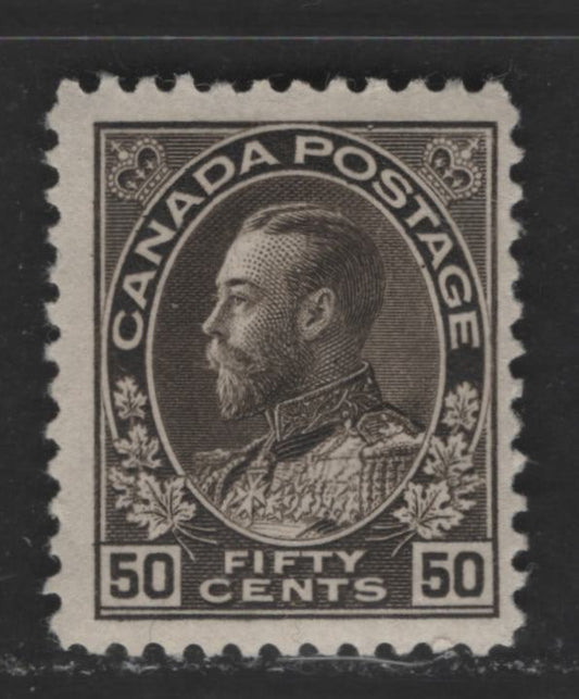 Lot 320 Canada #120ii 50c Brown Black King George V, 1911-1928 Admiral Issue, A Fine OG Single Wet Printing