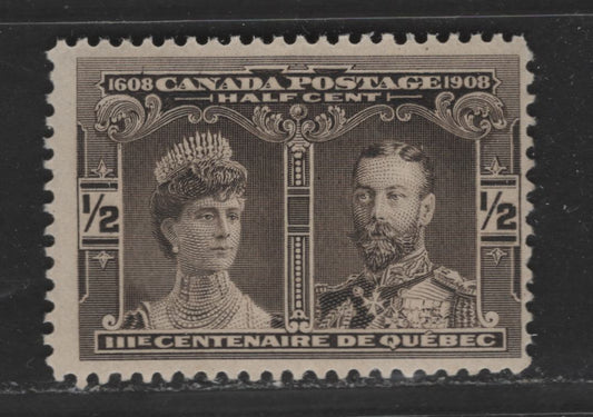 Canada #96 1/2c Black Brown Prince & Princess Of Wales, 1908 Quebec Tercentenary Issue, A Fine NH Single