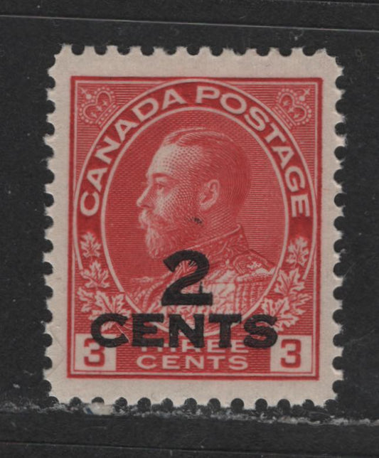 Lot 116 Canada #140 2c on 3c Carmine Red King George V, 1911-1928 Admiral Issue, A VFOG Single
