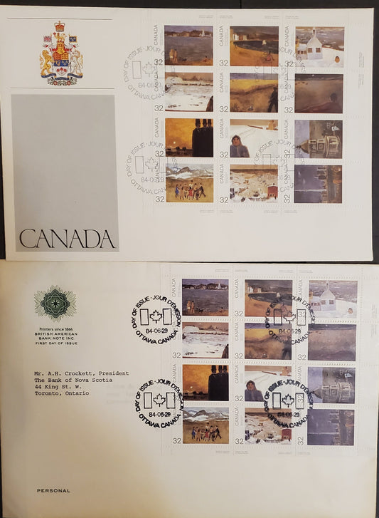 Canada #1027a 32c Multicoloured Various Scenes, 1984 Canada Day Issue, 2 VF Official Canada Post FDC's Minor Edge Toning On The BABN Cover