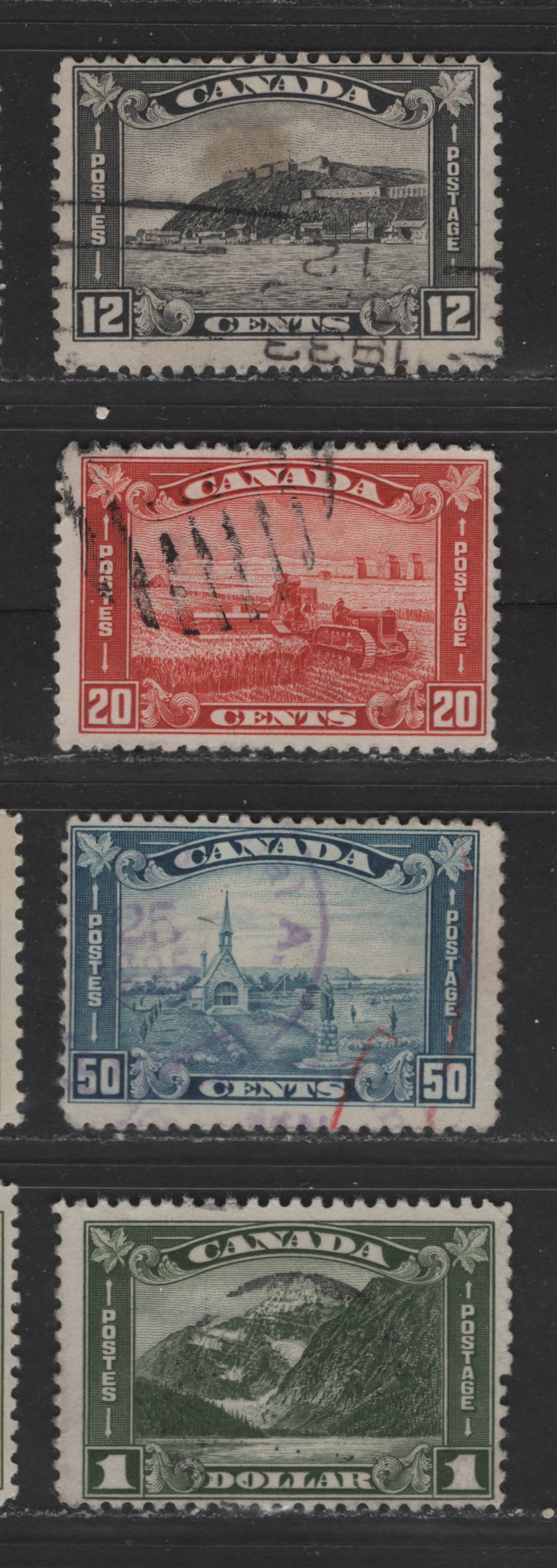 Lot 328 Canada #174-177 12c-$1 Grey Black - Dark Bronze Green Old Quebec Citadel, 1930-1935 Arch Issue, 4 VG & Fine Used Singles All Fine Appearance, 50c With Light Crease