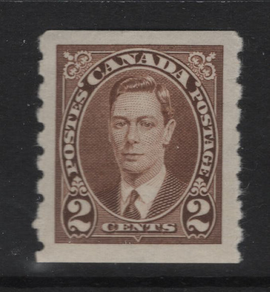 Lot 328 Canada SC#239 2c Brown King George VI, 1938-1942 Mufti Issue, A VFNH Single Rotary Bar Perforation, Paper/Gum Type CBN-AAA