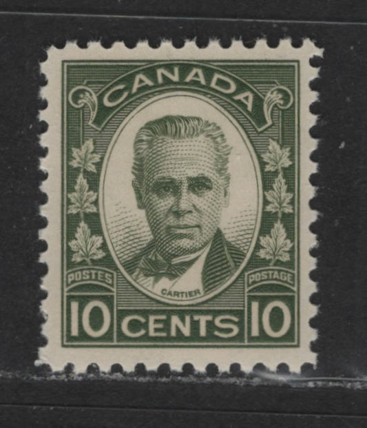 Canada #190 10c Olive Green Georges Etienne Cartier, 1931-1935 Arch Issue, A VFNH Single 1934 Printing With Satin Cream Gum