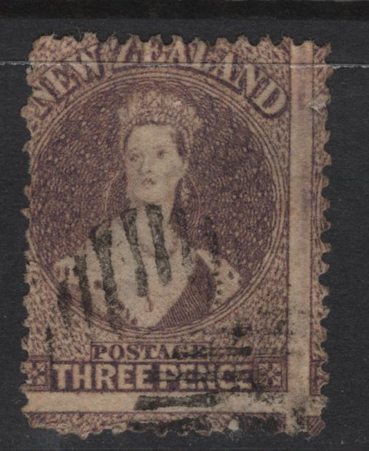 Lot 331 New Zealand (C) SG#74 3d Brown Lilac Queen Victoria, 1862-1864 Chalon Heads Issue, A Very Good Used Single, Large Star Wmk, Perf 13