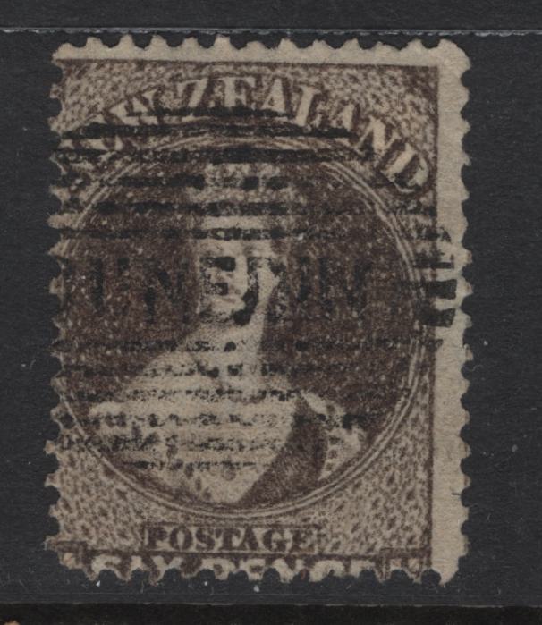 Lot 332 New Zealand (C) SG#75 6d Black Brown Queen Victoria, 1862-1864 Chalon Heads Issue, A Very Good Used Single, Large Star Wmk, Perf 13