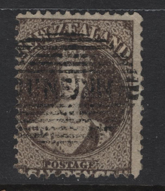 Lot 332 New Zealand (C) SG#75 6d Black Brown Queen Victoria, 1862-1864 Chalon Heads Issue, A Very Good Used Single, Large Star Wmk, Perf 13
