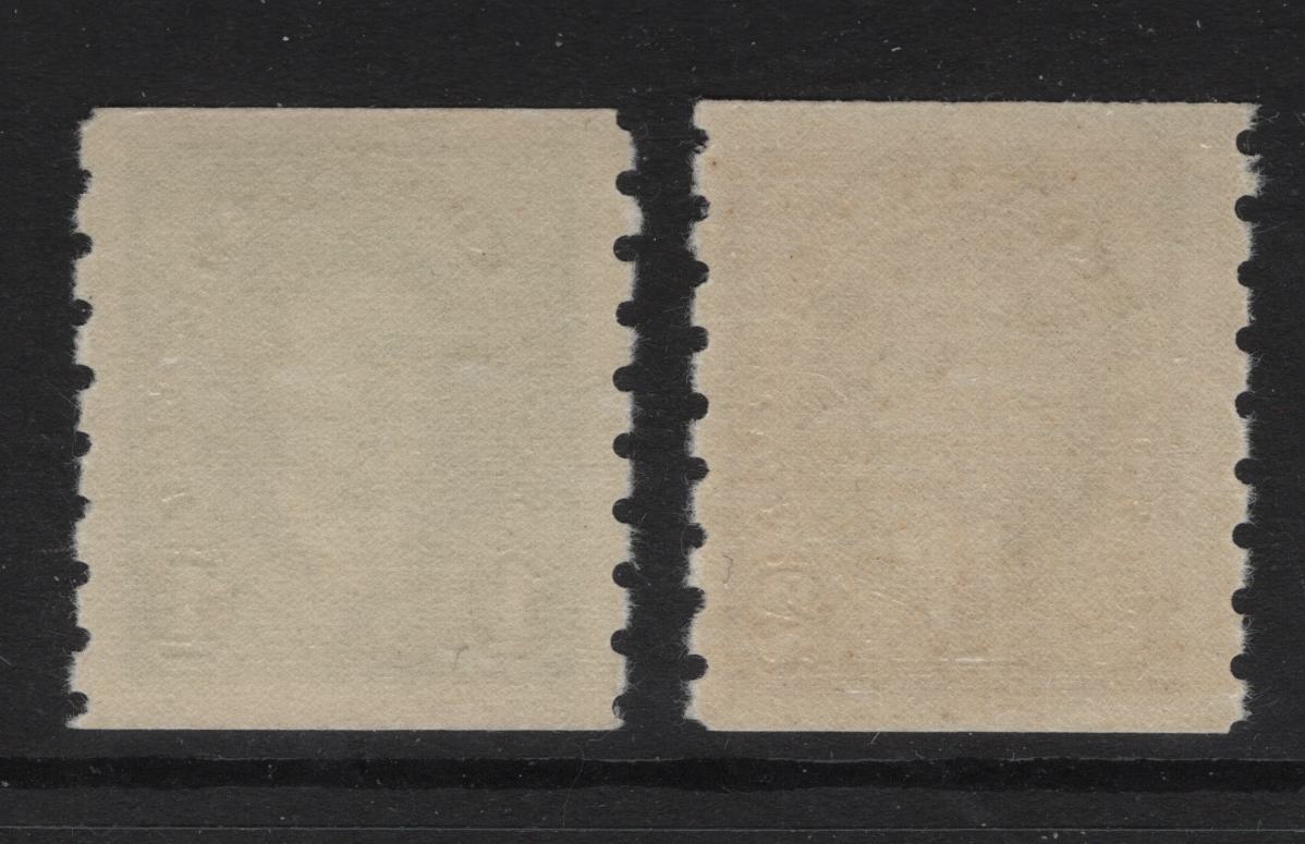 Lot 332 Canada SC#238-239 1c-2c Green & Brown King George VI, 1938-1942 Mufti Issue, 2 Fine * VFNH Singles Rotary Bar Perforation, Paper/Gum Type CBN-DDD