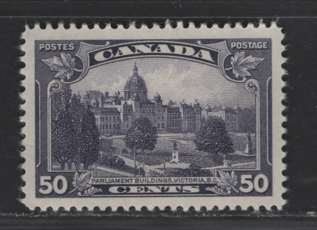 Lot 334A Canada #226 50c Dull Violet Victoria BC Parliament Buildings, 1935-1937 Dated Die, A VFLH Single With Semi Gloss Cream Gum On Soft Vertical Wove Paper With Clear Vertical Mesh