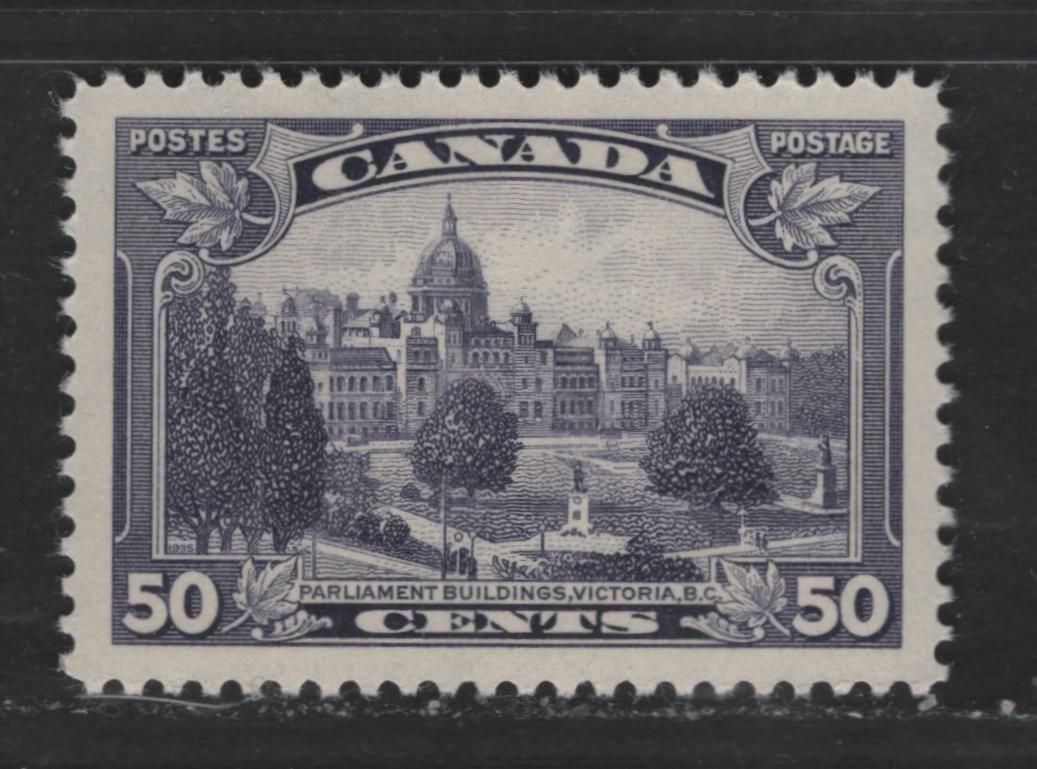 Lot 335 Canada #226 50c Dull Violet Victoria BC Parliament Buildings, 1935-1937 Dated Die, A GEM-100 Single Absolute Perfection! With Semi Gloss Cream Gum On Soft Vertical Wove Paper With Clear Vertical Mesh, 1.5 mm Margins On All 4 Sides