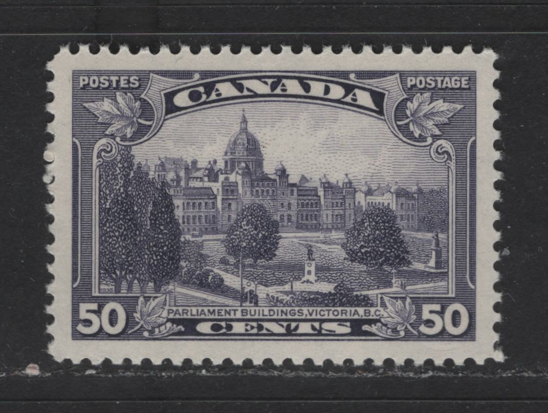 Lot 335A Canada #226 50c Dull Violet Victoria BC Parliament Buildings, 1935-1937 Dated Die, A SUP NH Single Absolute Perfection! With Semi Gloss Cream Gum On Soft Vertical Wove Paper With Clear Vertical Mesh, 1.5 mm Margins On All 4 Sides