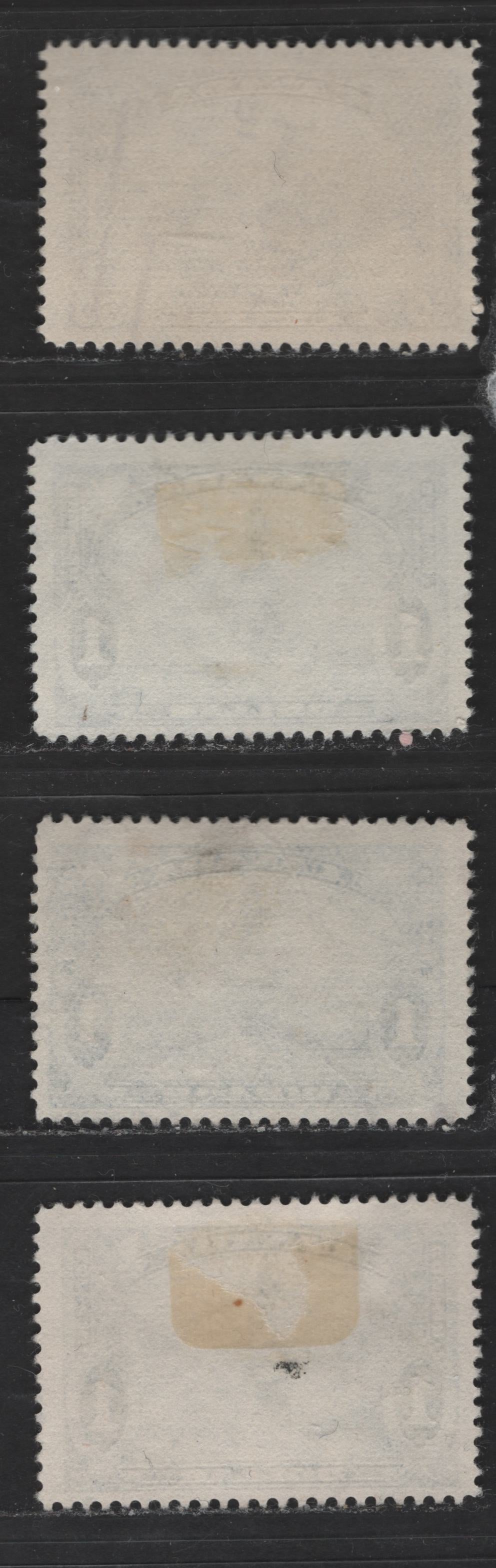 Lot 337 Canada #226, 227, 227i 50c-$1 Dull Violet, Dark Blue, Blue, Brighter Blue Victoria BC Parliament Buildings, 1935-1937 Dated Die, 4 Fine Used Single On Soft Vertical Wove Paper With Clear Mesh