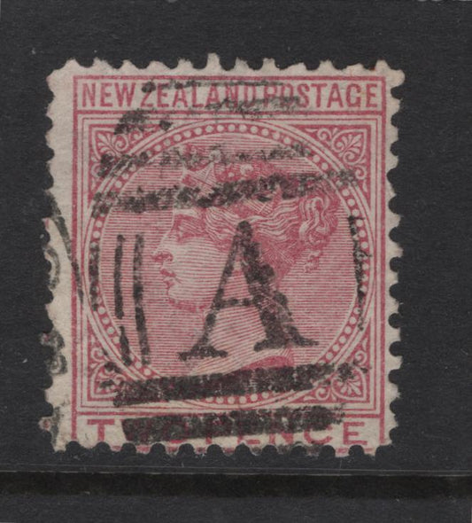 Lot 339 New Zealand (C) SG#158 2d Rose Queen Victoria, 1874-1878 First Sideface Issue, A Very Good Used Single, Perf 11.9x11.7 Line, Scarce Perf