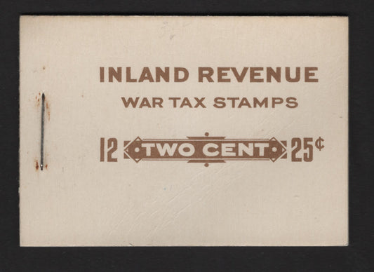 Lot 341 Canada SC#FX36b 2c Blue Framed Numeral, 1915-1933 Two Leaf Excise Tax Issue, A Fine NH Complete Booklet Containing 2 Panes of 6, Paper/Gum Type ABN-M