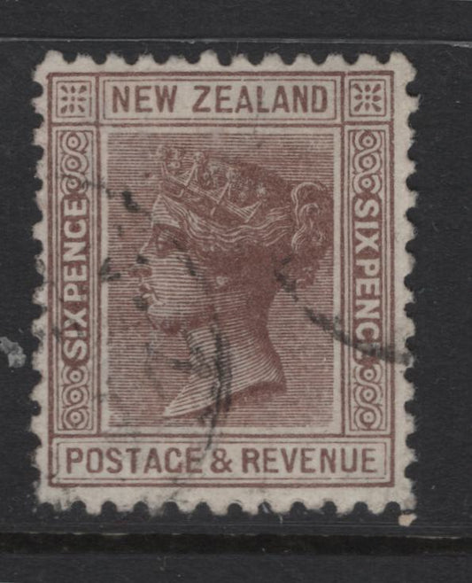 Lot 347 New Zealand (C) SG#201 6d Brown Queen Victoria, 1888-1895 Second Sideface Issue, A Very Fine Used Single, Perf 12x11.5, Beautifully Centered