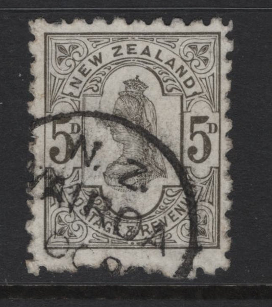 Lot 351 New Zealand (C) SG#223 5d Olive Black Queen Victoria, 1891-1895 Second Sideface Issue, A Fine Used Single, Perf 10