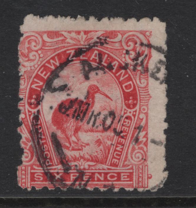 Lot 359 New Zealand (C) SG#265cd 6d Rose Red Brown Kiwi, 1899-1903 Pictorial Issue, A Very Good Used Single, Showing 'IN' Wmk, Which is Part Of The Sheet Margin Watermark, Which Reads 'Lisbon Superfine".