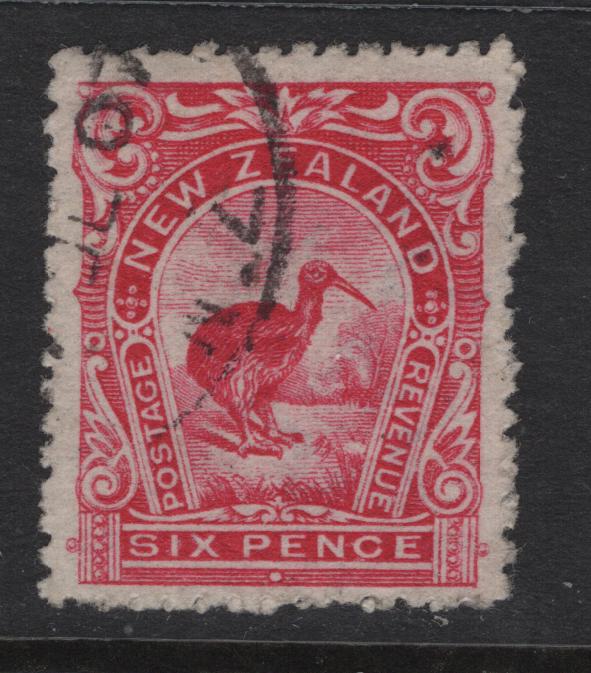 Lot 365 New Zealand (C) SG#376 6d Carmine Pink Kiwi, 1907-1908 Reduced Sized Pictorial Issue, A Very Fine Used Single, Line Perf 14