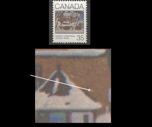Lot 367 Canada #871var 35c Multicoloured McGill Cab, 1980 Christmas Issue, A VFNH Single, Small Yellow Dot On Building, DF2/DF2 Paper, Possibly Tertiary, Position Unknown