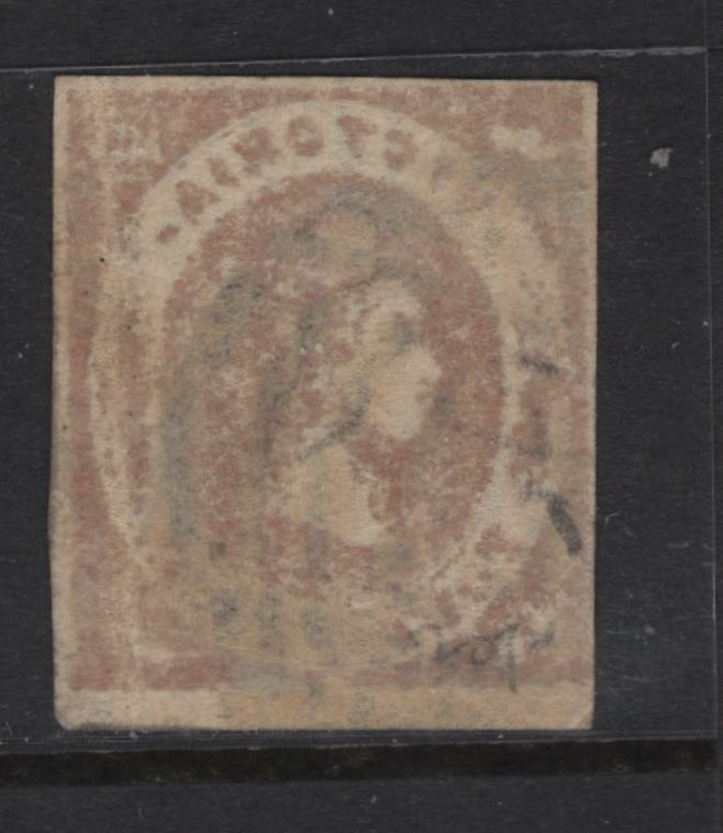 Lot 371 Australia - Victoria (C) SG#67 4d Dull Rose Queen Victoria, 1858 Emblems Issue, A Very Good Used Single, Printed In Oily Ink, Full Margin To Bottom, Other Margins Clear To Just Touching