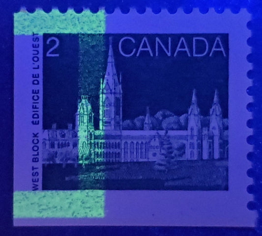 Lot 374 Canada #939 T1 2c Deep Green Parliament, 1982-1987 Booklet Issue, A VFNH Single With G4cL Tagging Error On NF Rolland Paper
