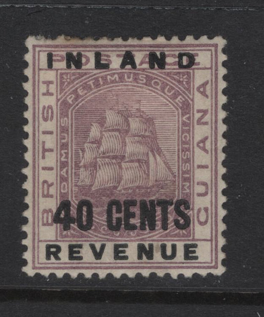Lot 376 British Guiana (C) SG#183 40c Dull Purple , 1888-1889 Inland Revenue Issue, A VFOG Single