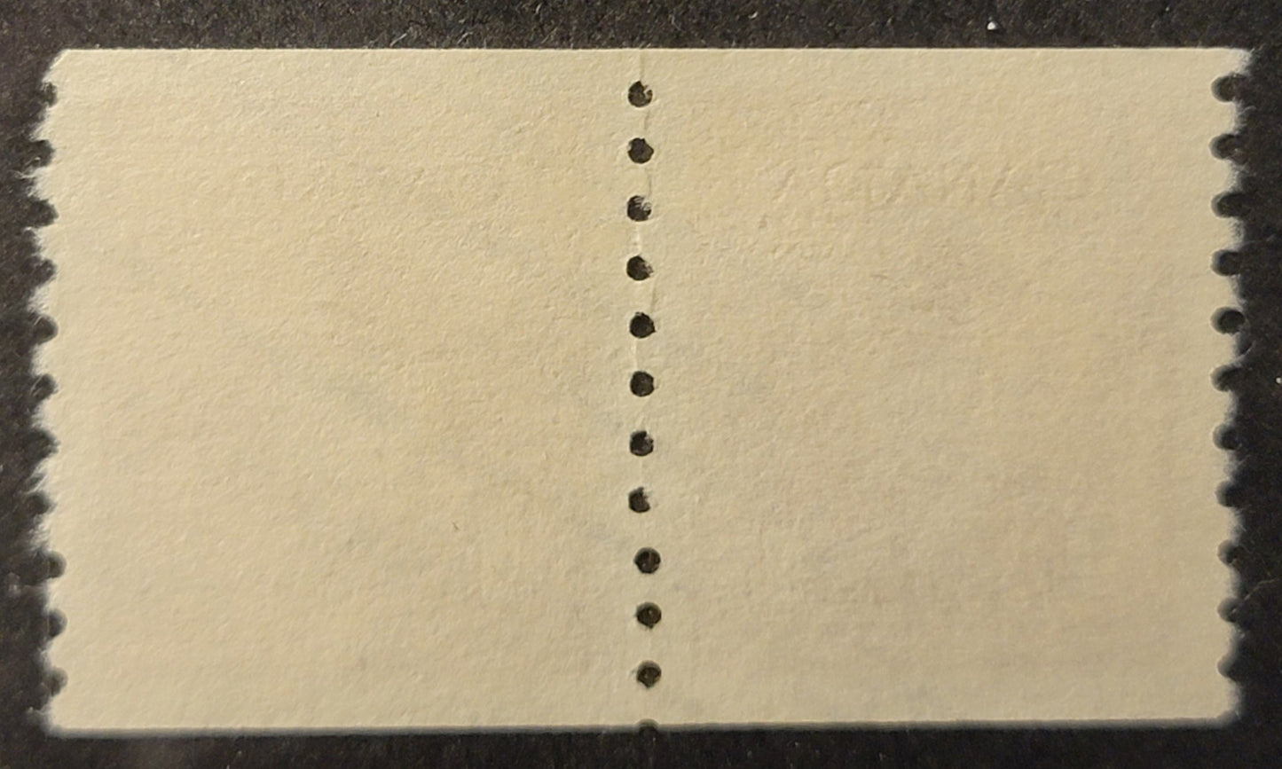 Lot 376 Canada #281 4c Carmine, 1948 KGVI War Issue Coils, A Very Fine Used Coil Pair, CBN-QQQQQQ Paper, Perf 9.5 Vertical, Showing Slight Misalignment Of Vertical Perfs.