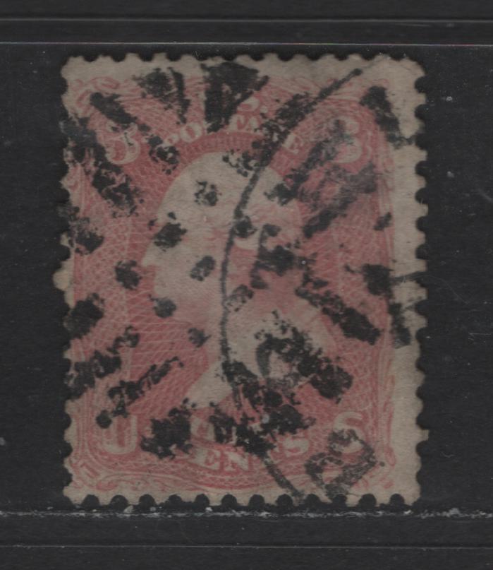 Lot 377 United States Of America #64 3c Pink George Washington, 1861-1869 Civil War Issue, A Good Used Single The Scarce Shade, With Clear Bluish Undertone, Compare To Lot 376