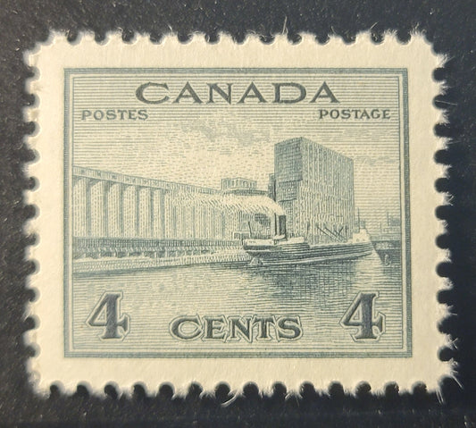 Lot 381 Canada SC#253 4c Deep Slate King George VI, 1942-1949 War Issue, A GEM-NH Single On CBN-ZZZZZZ Paper, Perf. 12 x 11.9