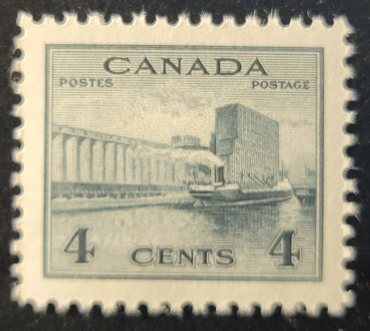 Lot 382 Canada SC#253 4c Deep Slate King George VI, 1942-1949 War Issue, A SUP-NH Single On CBN-ZZZZZZ Paper, Perf. 12 x 11.9