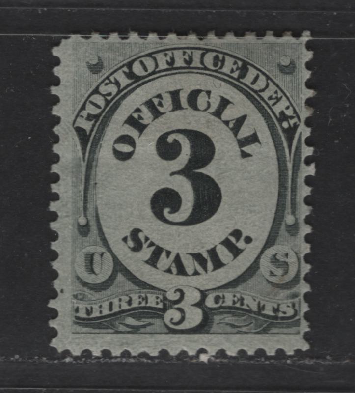 Lot 383 United States Of America #O49 3c Black Numeral, 1873 National Banknote Company Official Issue For Post Office Department, A Fine OG Single On Hard Paper