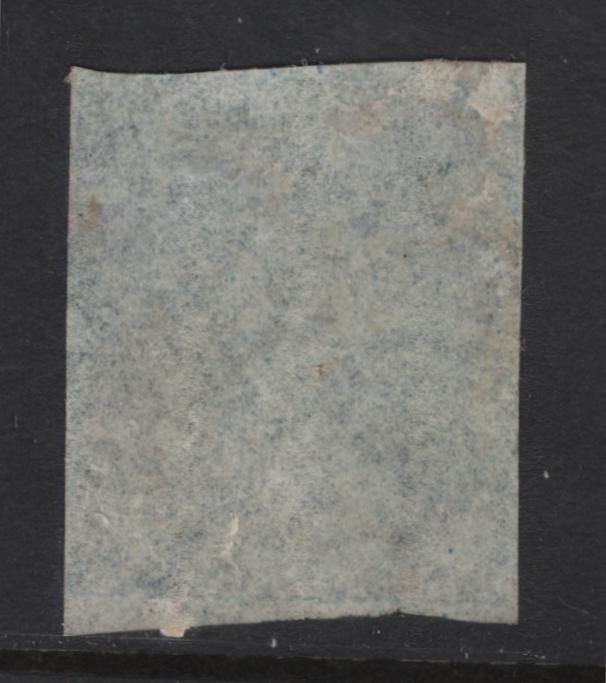 Lot 383 Mauritius (C)  SG#32 6d Blue Britannia, 1859-1861 Imperf Britannia Issue, A Fine Used Single, Unwatermarked, White Paper, Margins Full At Bottom & Most Of The Top Except Top Right Where They Are Just Clear, Side Margins Are Clear But Narrow.
