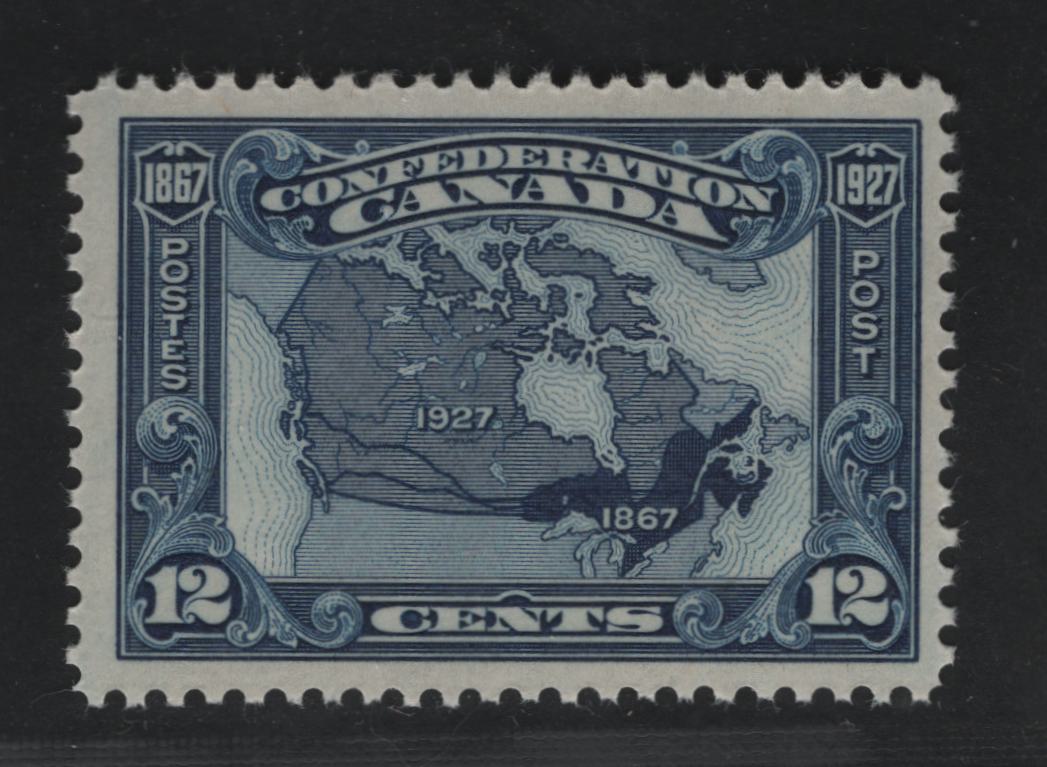 Lot 105 Canada #145 12c Deep Blue Map Of Canada In 1867 & 1927, 1927 60th Anniversary Of Confederation Issue, A VFOG Single Streaky Yellowish Cream Gum