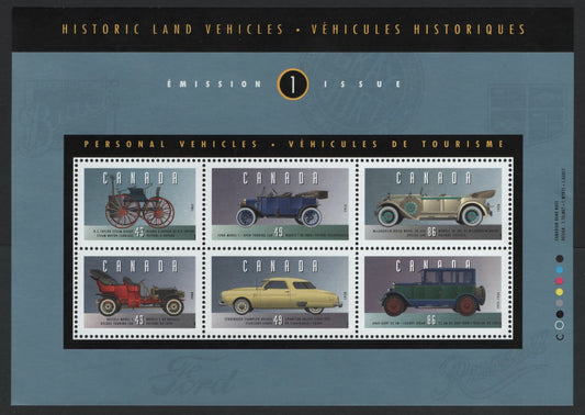 Canada #1490 43c-86c Multicoloured H.S. Taylor Steam Buggy - Gray-Dort Model 25-SM, 1993 Historic Land Vehicles Issue, A VFNH Souvenir Sheet On NF/DF1 Coated Papers Paper