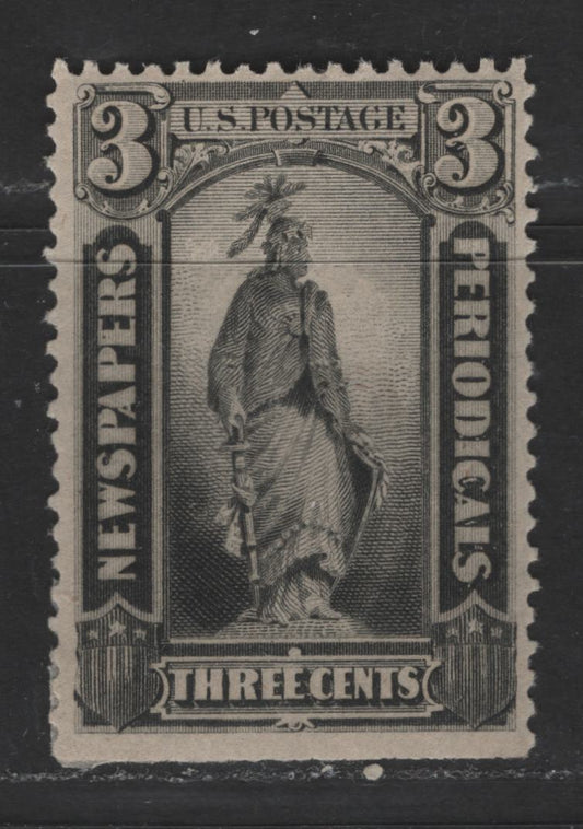 Lot 390 United States Of America #PR58 3c Black Statue Of Freedom, 1879 American Bank Note Company Unwatermarked Newspaper Issue, A VFOG Single On Soft Wove Paper