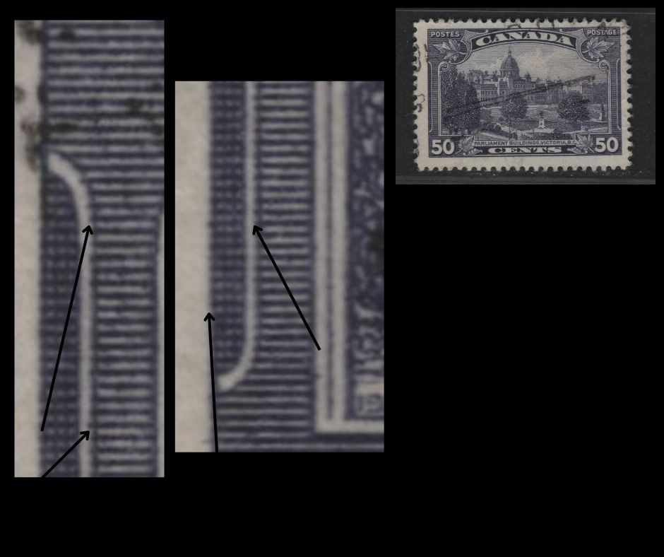 Canada #226iii 50c Dull Violet Parliament Buildings, Victoria BC, 1935-1937 Dated Die Issue, A VG Used Single Showing Minor Re-Entry Along The Left Of The Design, Shown In Ralph Trimble's Re-Entries Website