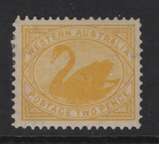 Australia - Western Australia (C)  SG#118a 2d Yellow Swan, 1902-1911 Swan Keyplate Issue, A VFOG Single, Inverted V Over Crown Wmk