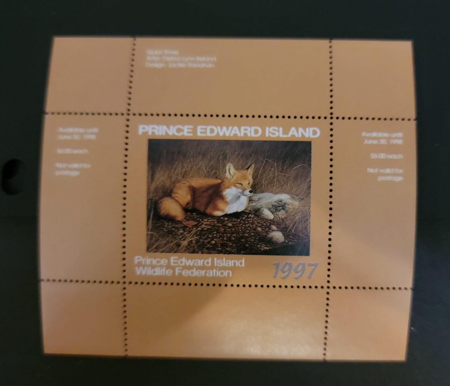 Lot 391C Canada - Province of Prince Edward Island #PEW3  Multicoloured Red Fox, 2001 Prince Edward Island Wildlife Federation Issue, A VFNH Miniature Sheet Of 1 On DF Paper