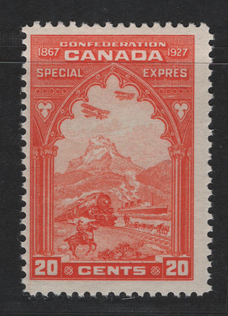 Canada #E3 20c Orange Red Allegory Of Transportation, 1927 60th Anniversary Of Confederation Issue, A Fine NH Single With Streaky Cream Gum
