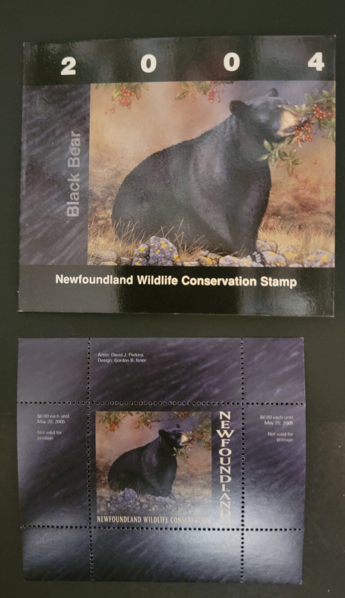 Lot 396 Canada - Province of Newfoundland & Labrador #NLW11  Multicoloured Black Bear, 2004 Newfoundland & Labrador Conservation Fund, A VFNH Miniature Sheet Of 1 On HB Paper