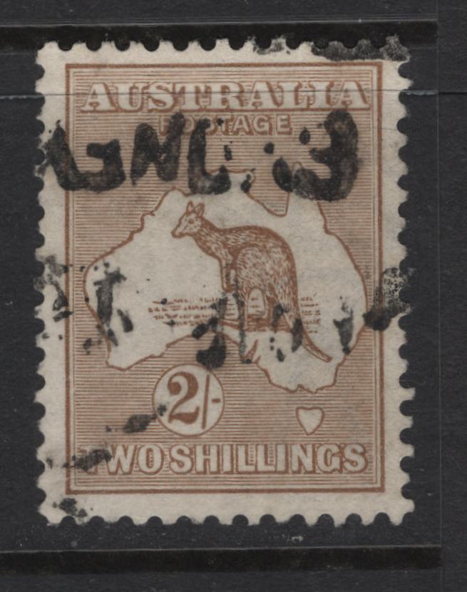 Lot 399 Australia (C)  SG#29 2/- Brown Kangaroo & Map, 1915-1916 Kangaroo Issue, A Fine Used Single, 2nd Wmk (Pointed Crown Over A), Well Centered But Parcel Cancel